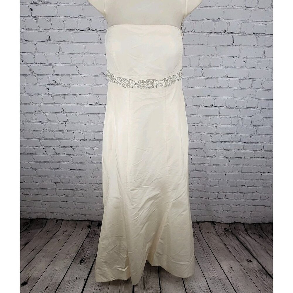 Ann Taylor Ivory Silk Embellished Empire Waist Wedding Dress Gown 10 *defects